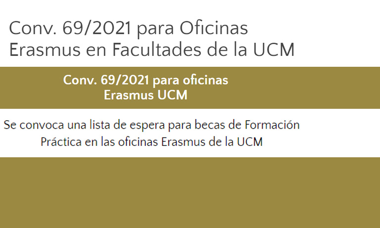 Becas formación práctica en oficinas Erasmus. 11-10 al 10-11-2021