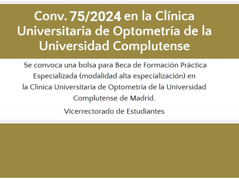 Becas de formación práctica especializada en la Clínica Universitaria de Optometría