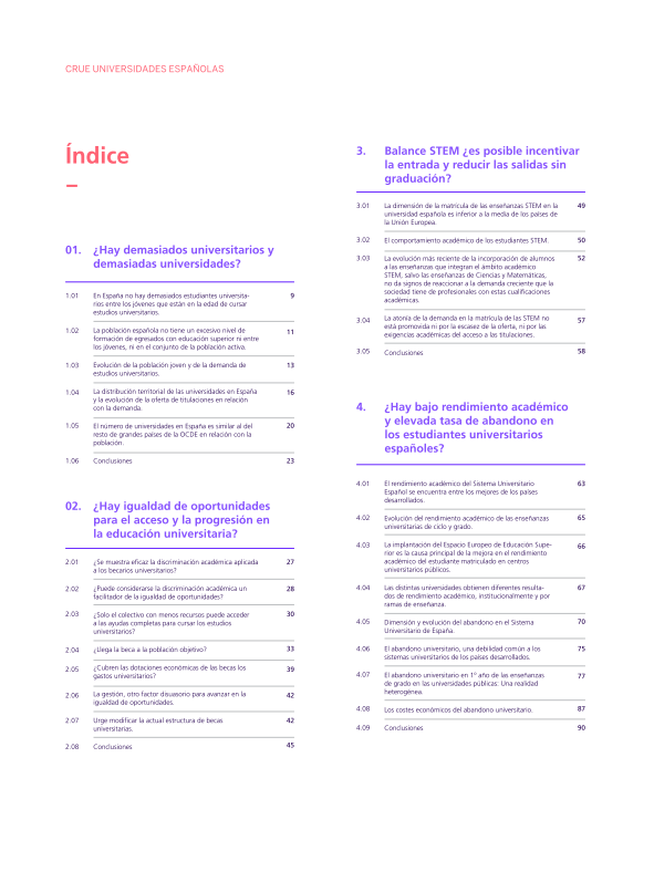 página 1 del Ïndice del informe