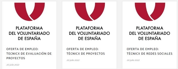Ofertas de empleo publicadas en la Plataforma del Voluntariado de España